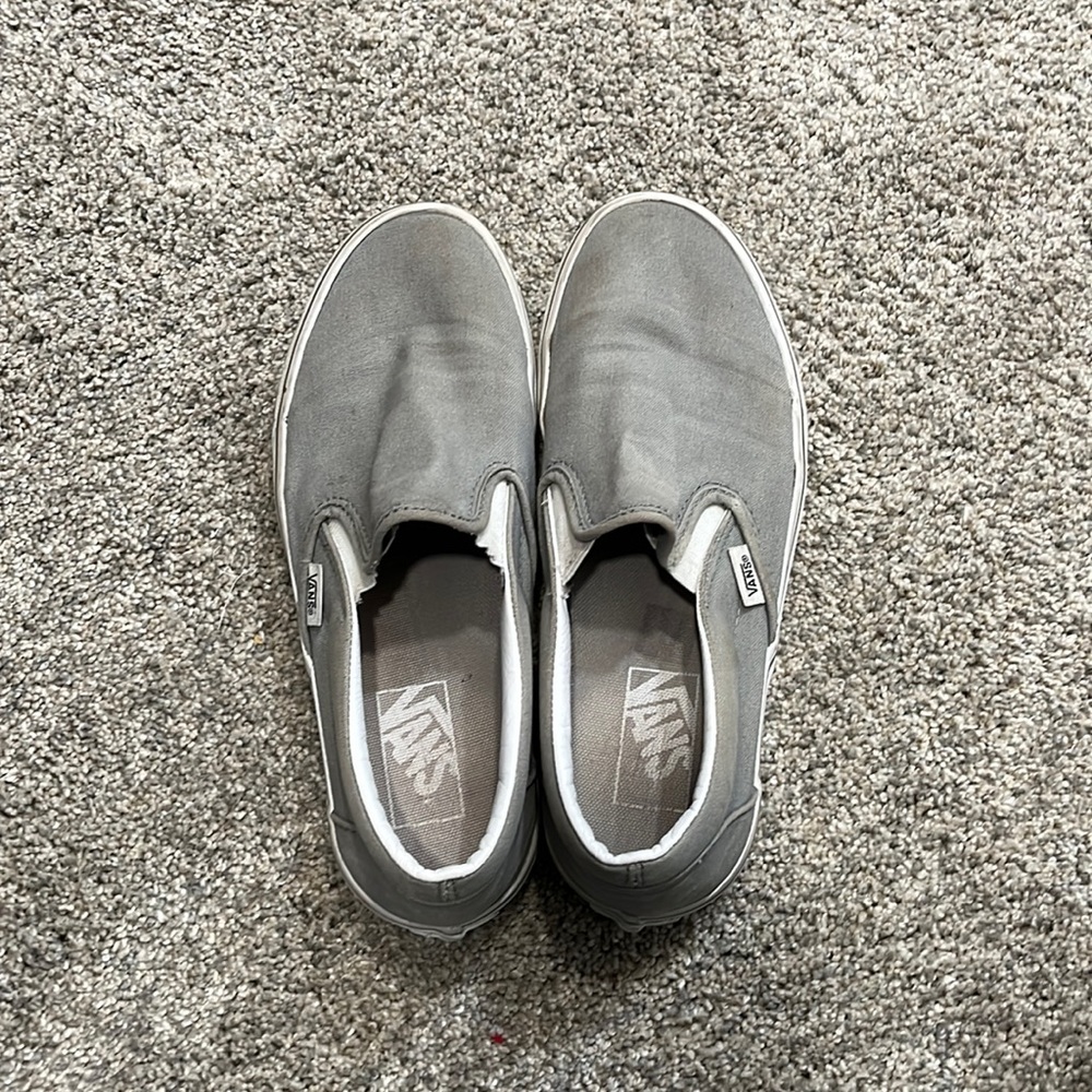 grey slip on vans